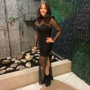 Elegant Black Mesh Women's Dress